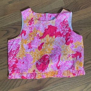 Lilly Pulitzer Poppy pink party animals crop top